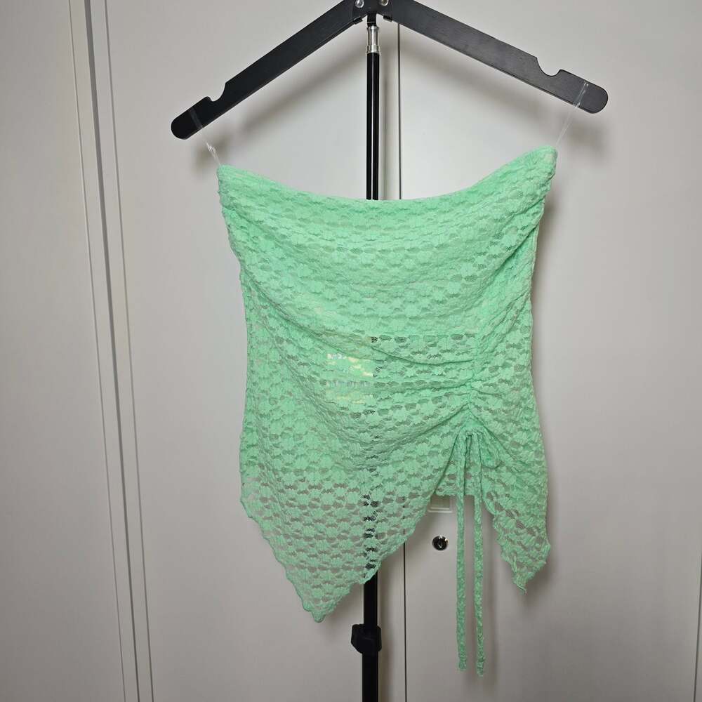 See You Monday Mint Green Lace Asymmetrical Tube Top XL